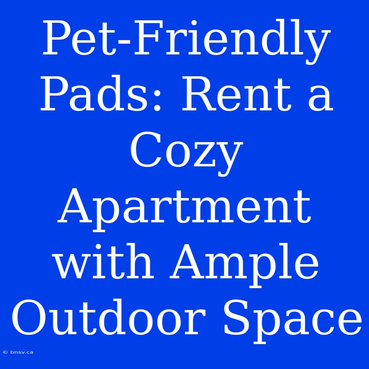 Pet-Friendly Pads: Rent A Cozy Apartment With Ample Outdoor Space