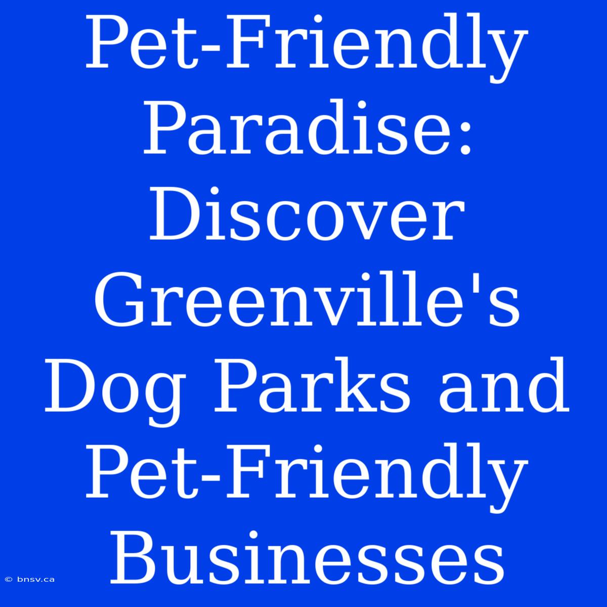 Pet-Friendly Paradise: Discover Greenville's Dog Parks And Pet-Friendly Businesses