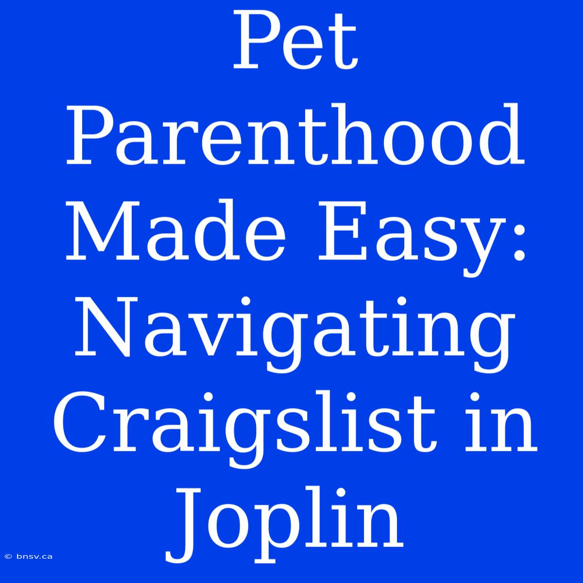 Pet Parenthood Made Easy: Navigating Craigslist In Joplin