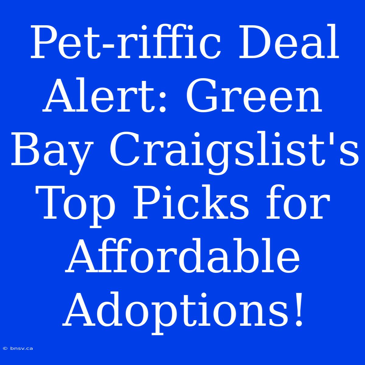 Pet-riffic Deal Alert: Green Bay Craigslist's Top Picks For Affordable Adoptions!