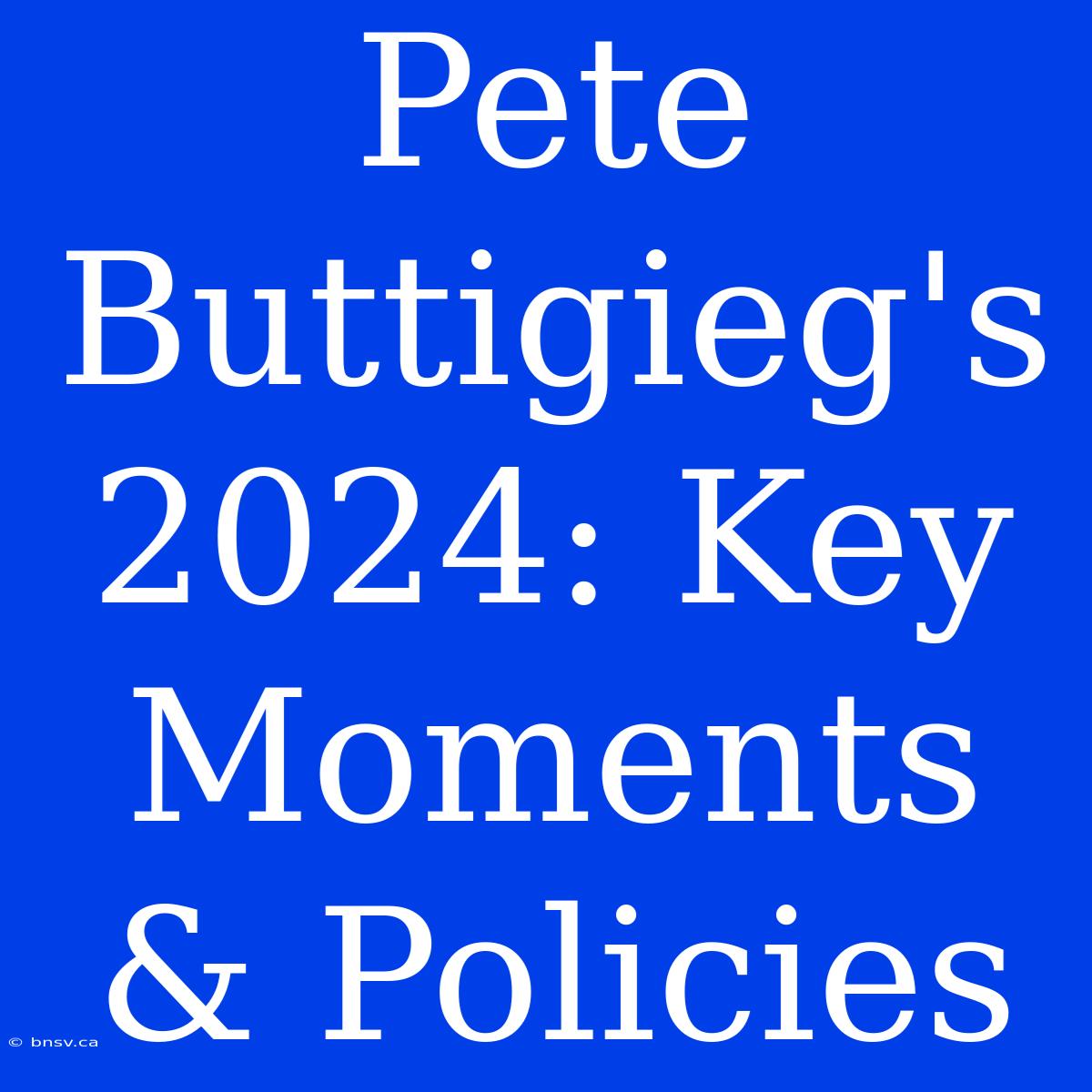 Pete Buttigieg's 2024: Key Moments & Policies