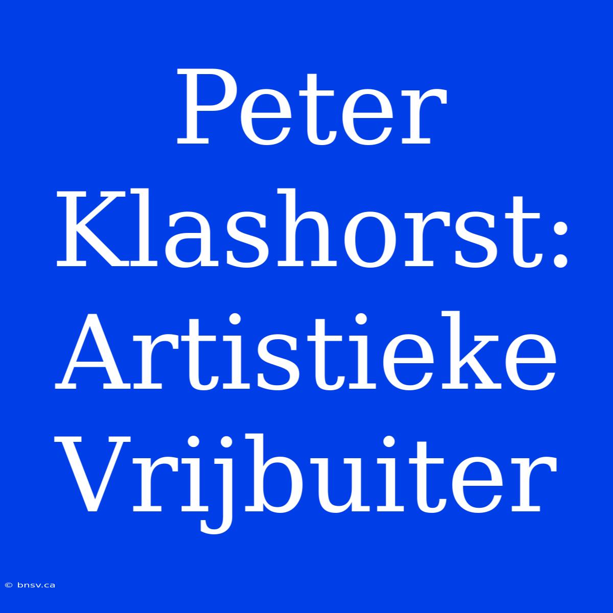 Peter Klashorst: Artistieke Vrijbuiter