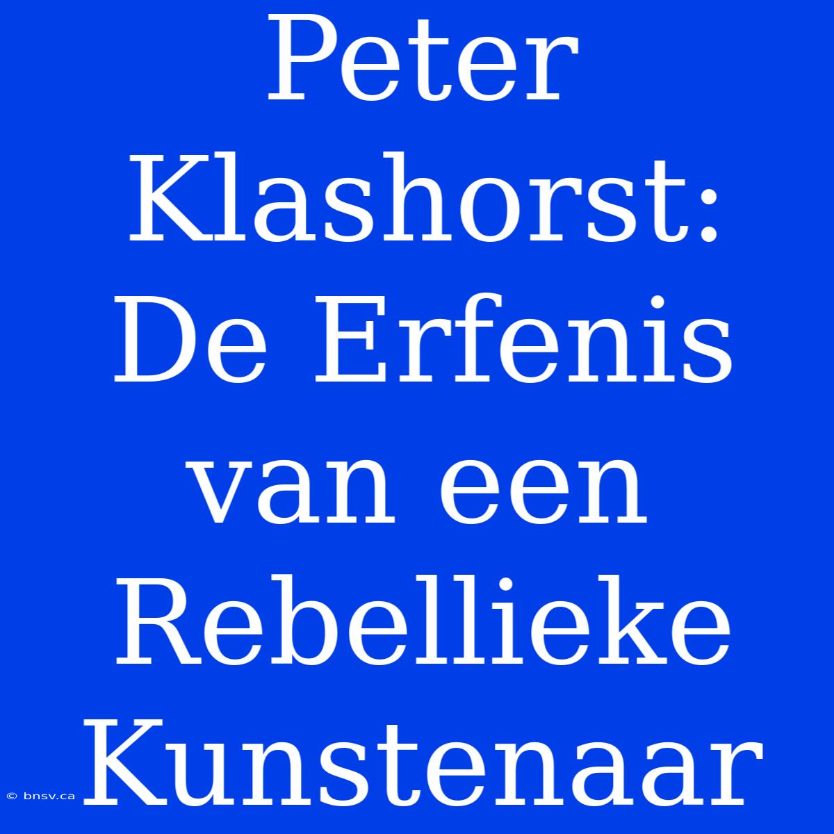 Peter Klashorst: De Erfenis Van Een Rebellieke Kunstenaar