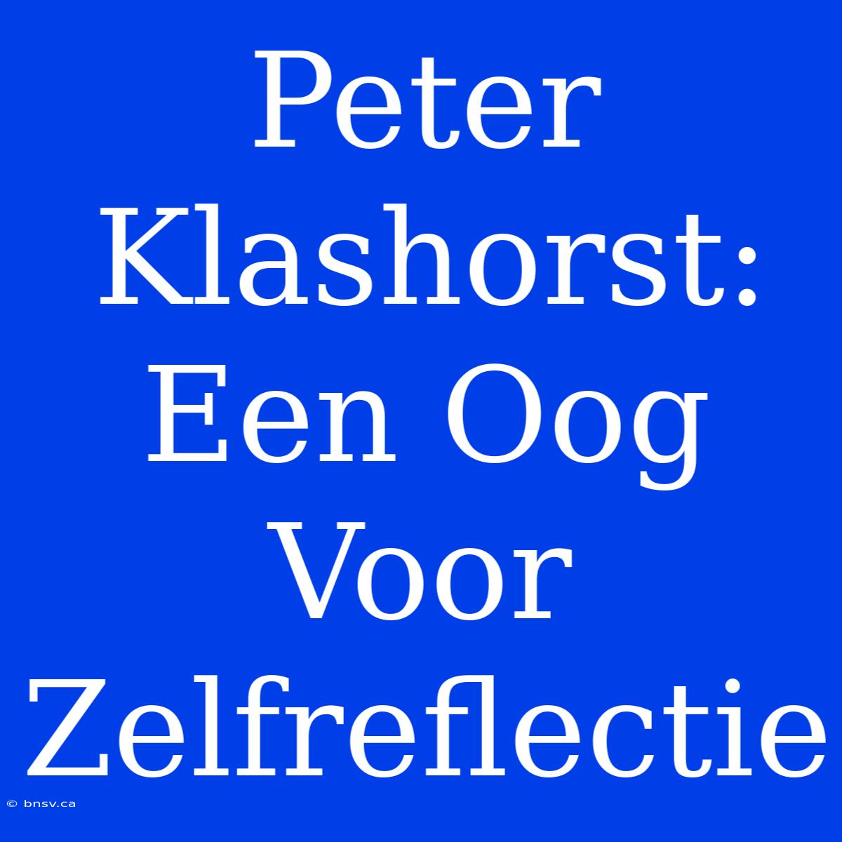 Peter Klashorst: Een Oog Voor Zelfreflectie