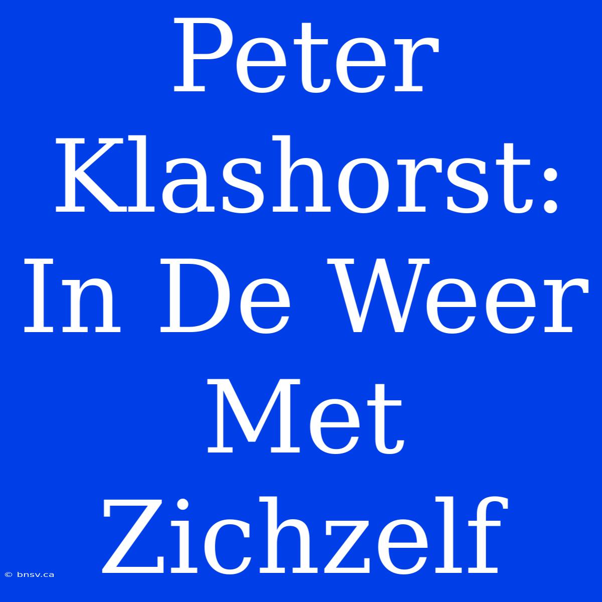 Peter Klashorst: In De Weer Met Zichzelf