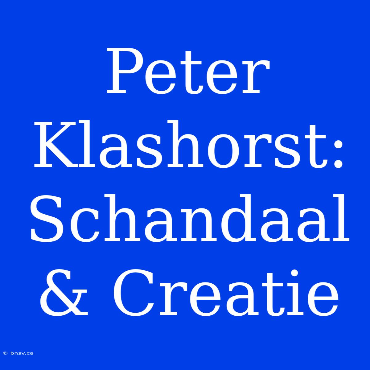 Peter Klashorst: Schandaal & Creatie