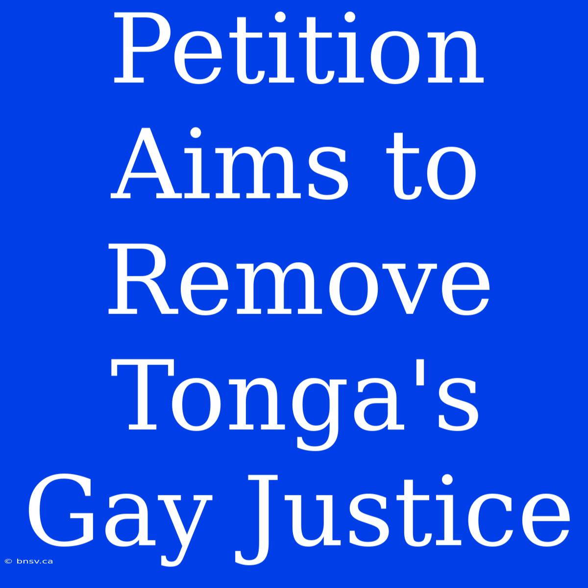 Petition Aims To Remove Tonga's Gay Justice