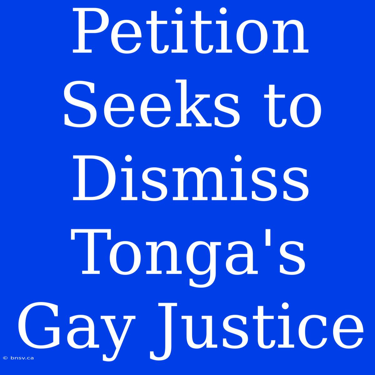 Petition Seeks To Dismiss Tonga's Gay Justice