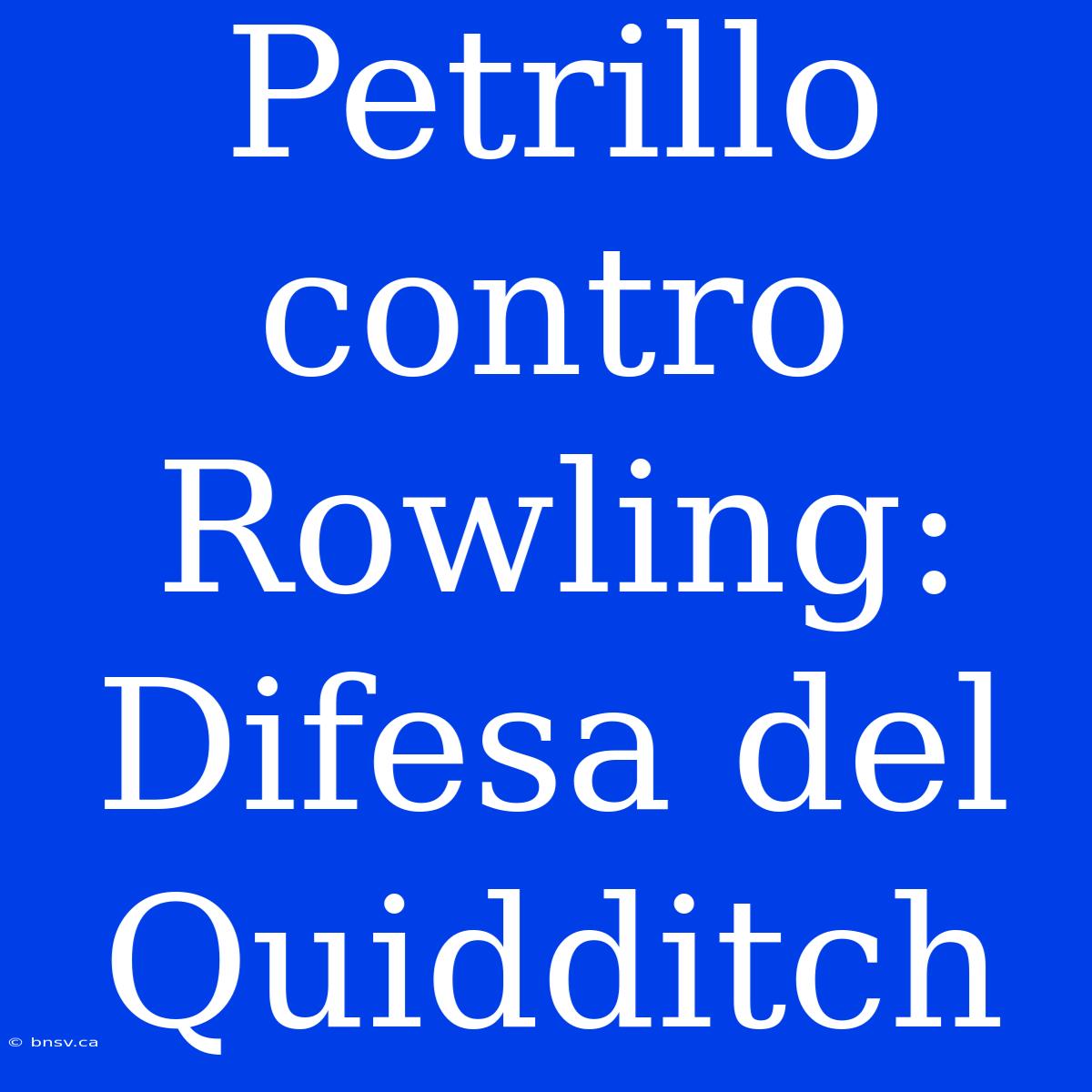 Petrillo Contro Rowling: Difesa Del Quidditch