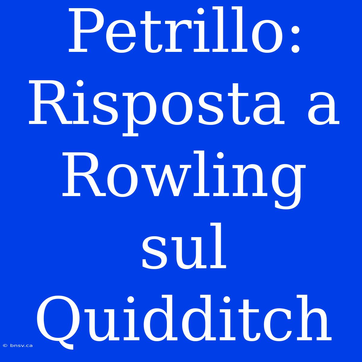 Petrillo: Risposta A Rowling Sul Quidditch