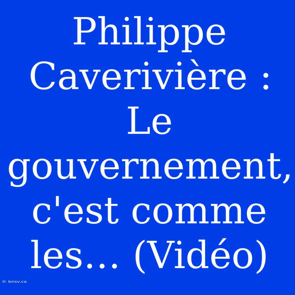 Philippe Caverivière : Le Gouvernement, C'est Comme Les… (Vidéo)