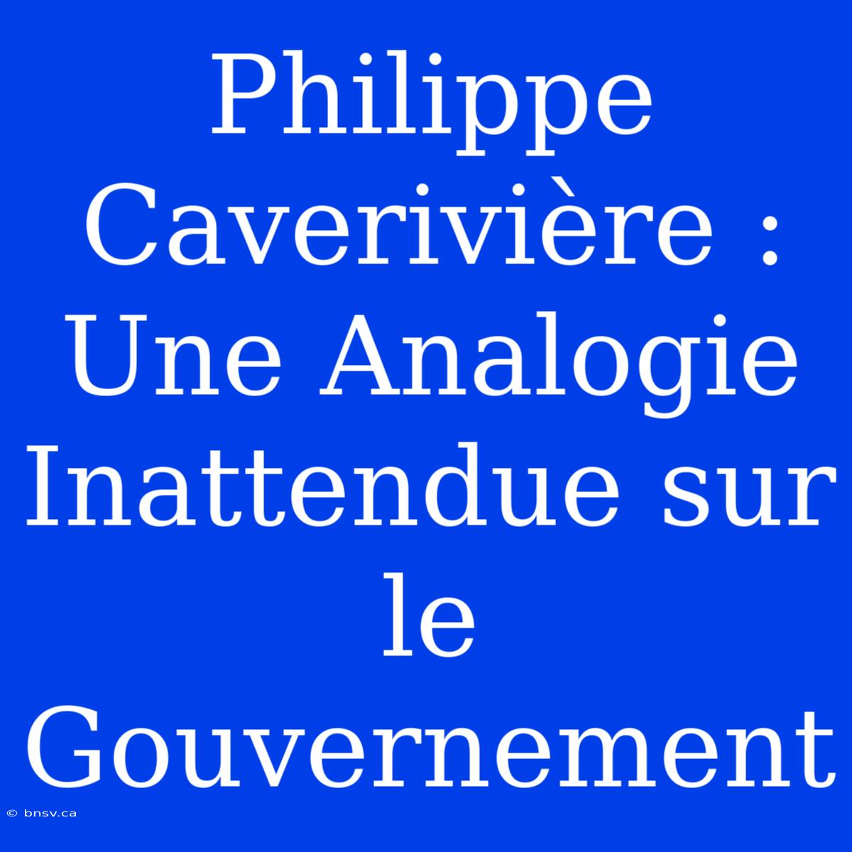 Philippe Caverivière : Une Analogie Inattendue Sur Le Gouvernement