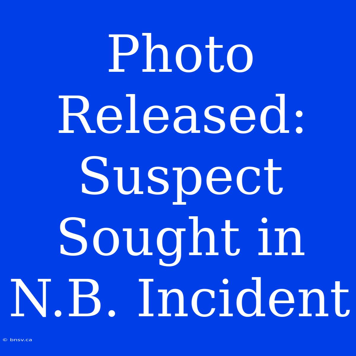 Photo Released: Suspect Sought In N.B. Incident