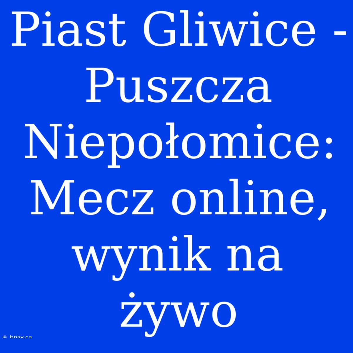 Piast Gliwice - Puszcza Niepołomice: Mecz Online, Wynik Na Żywo