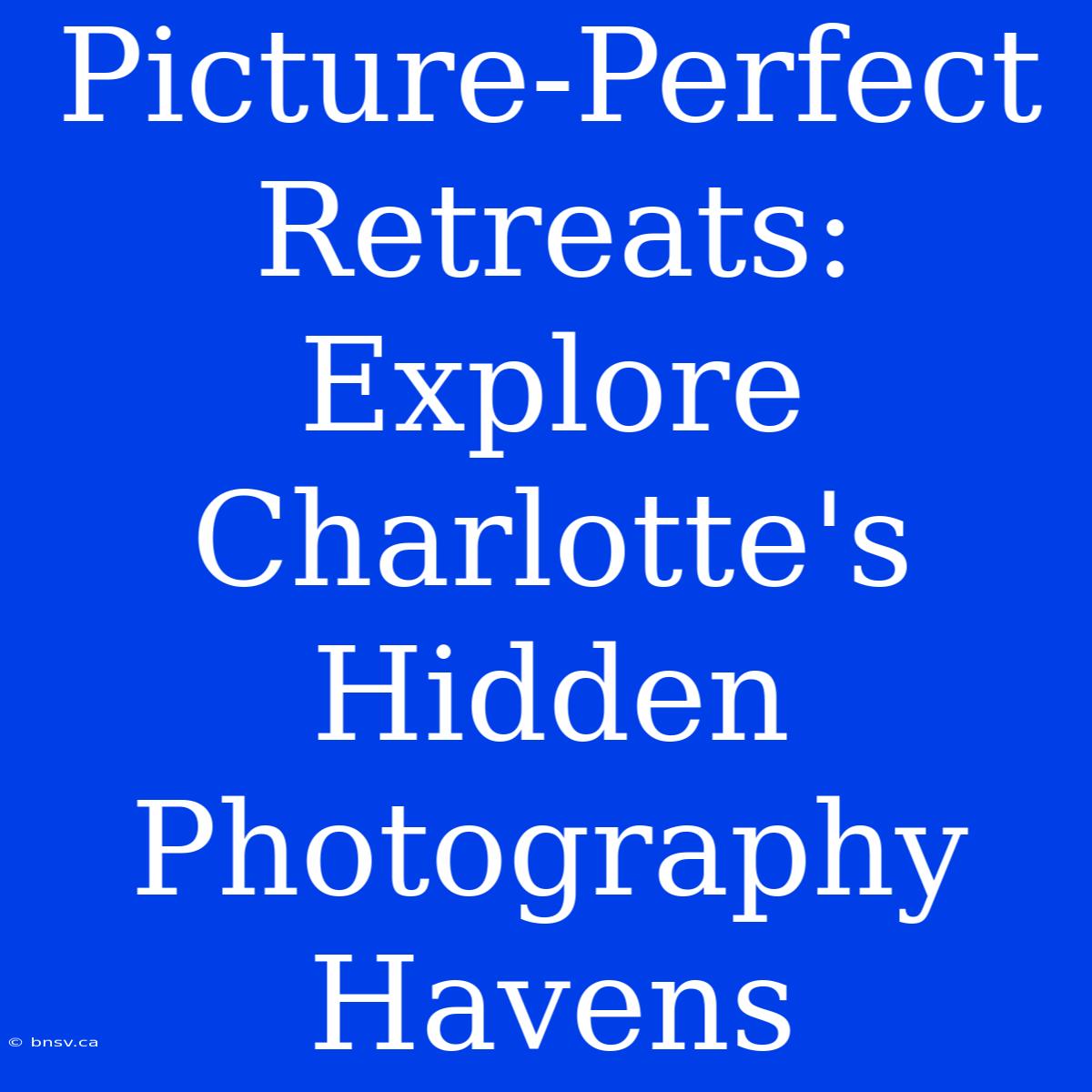 Picture-Perfect Retreats: Explore Charlotte's Hidden Photography Havens