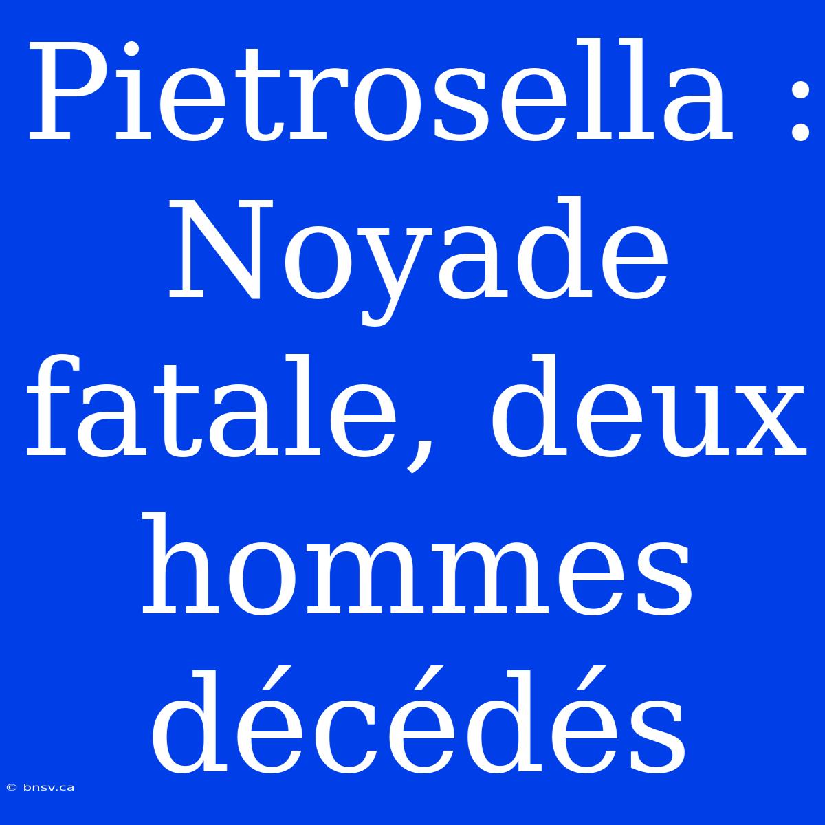 Pietrosella : Noyade Fatale, Deux Hommes Décédés