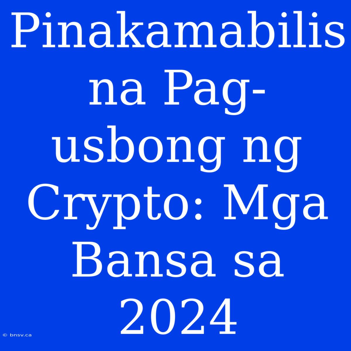 Pinakamabilis Na Pag-usbong Ng Crypto: Mga Bansa Sa 2024