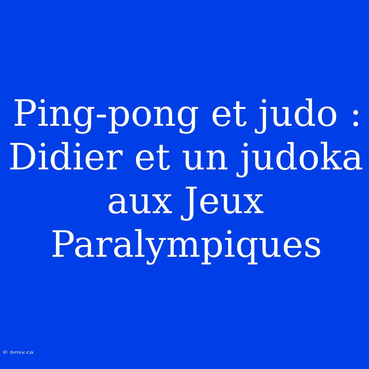 Ping-pong Et Judo : Didier Et Un Judoka Aux Jeux Paralympiques