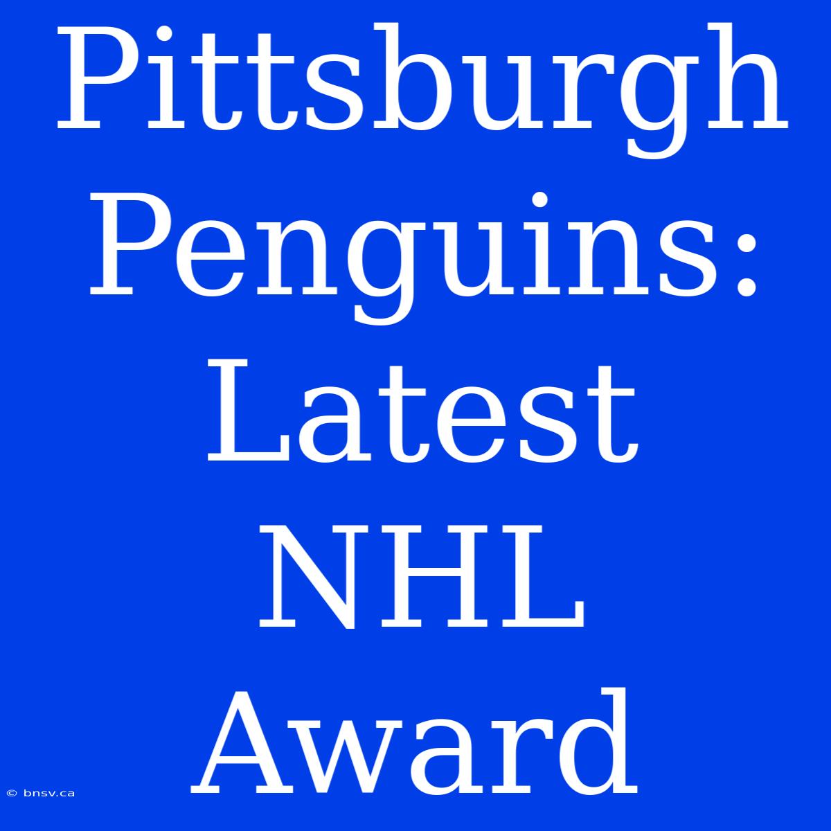 Pittsburgh Penguins: Latest NHL Award