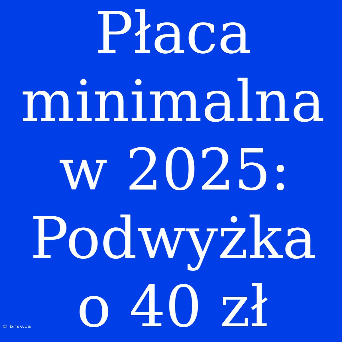 Płaca Minimalna W 2025: Podwyżka O 40 Zł