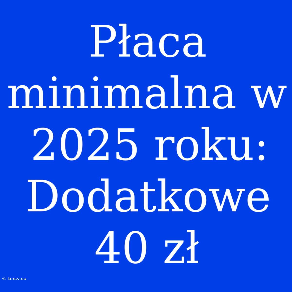 Płaca Minimalna W 2025 Roku: Dodatkowe 40 Zł