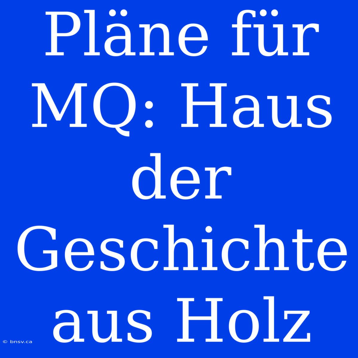 Pläne Für MQ: Haus Der Geschichte Aus Holz