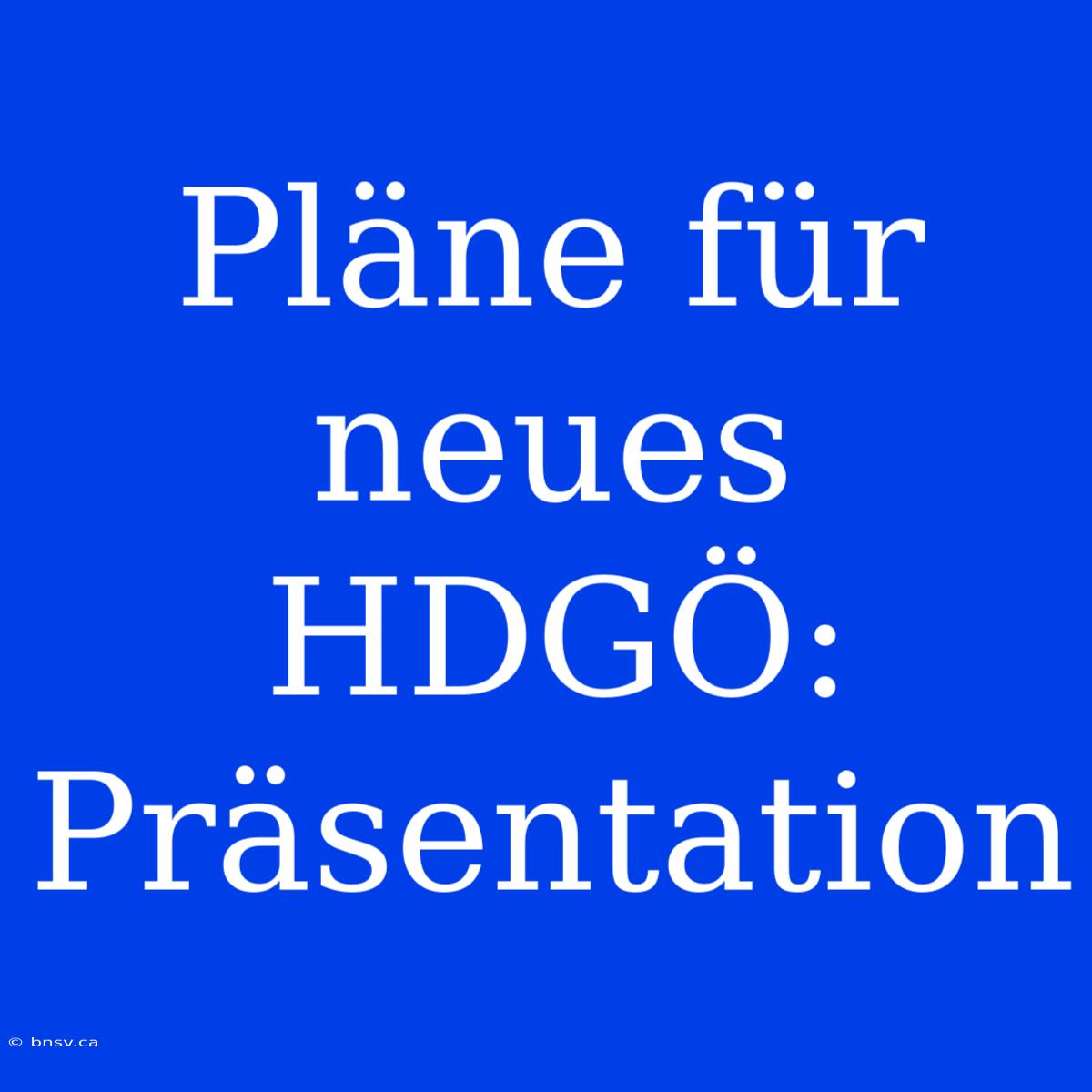 Pläne Für Neues HDGÖ: Präsentation