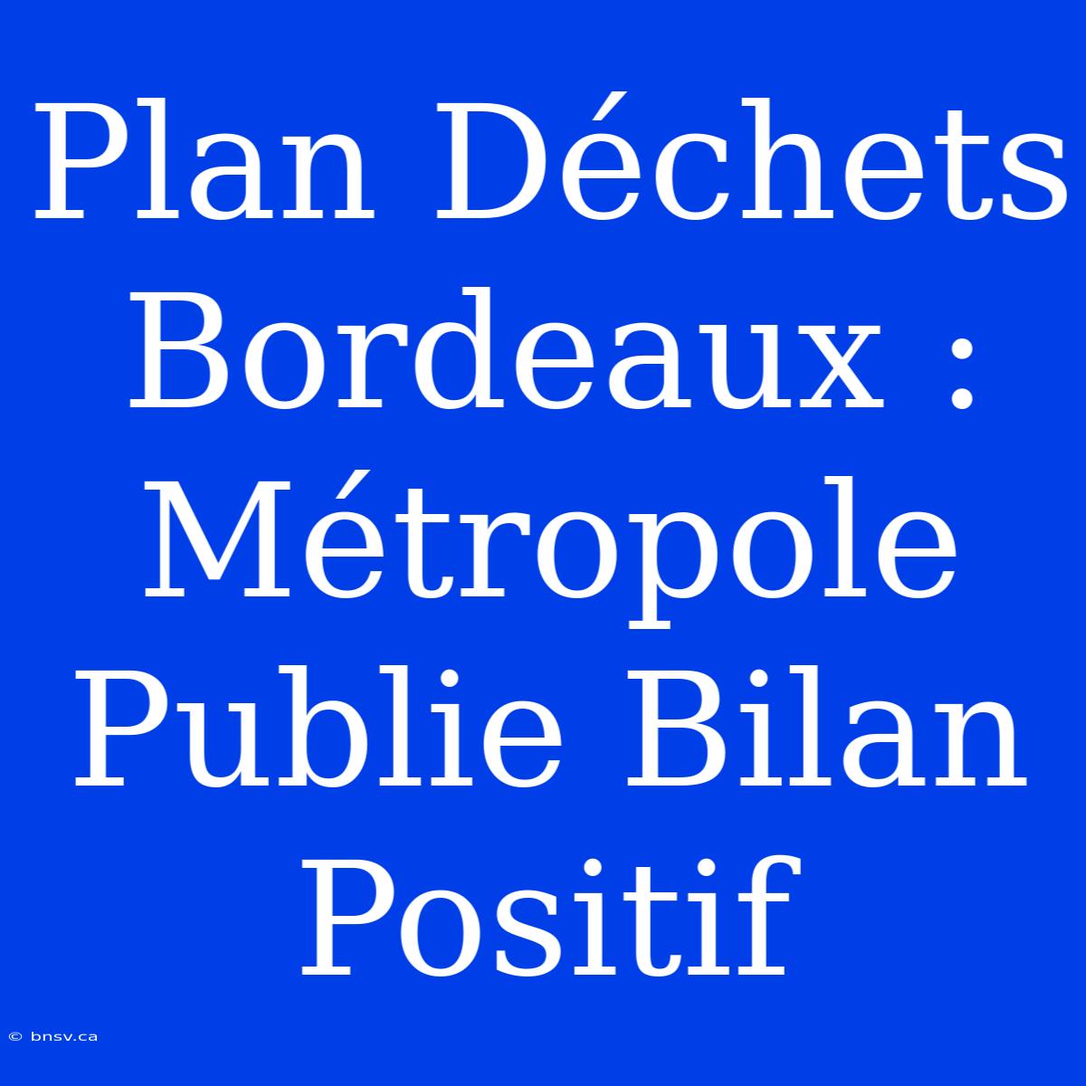 Plan Déchets Bordeaux : Métropole Publie Bilan Positif