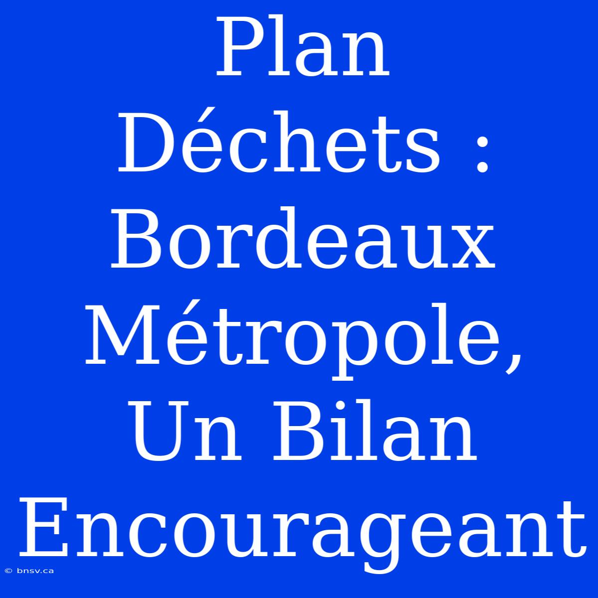 Plan Déchets : Bordeaux Métropole, Un Bilan Encourageant