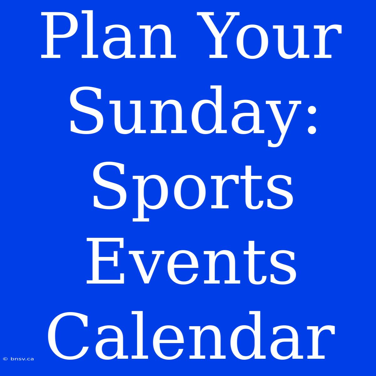 Plan Your Sunday: Sports Events Calendar