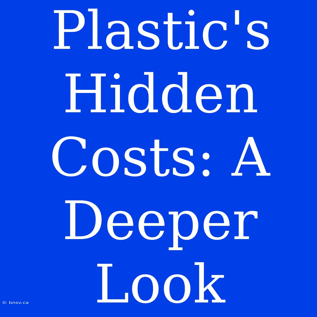 Plastic's Hidden Costs: A Deeper Look