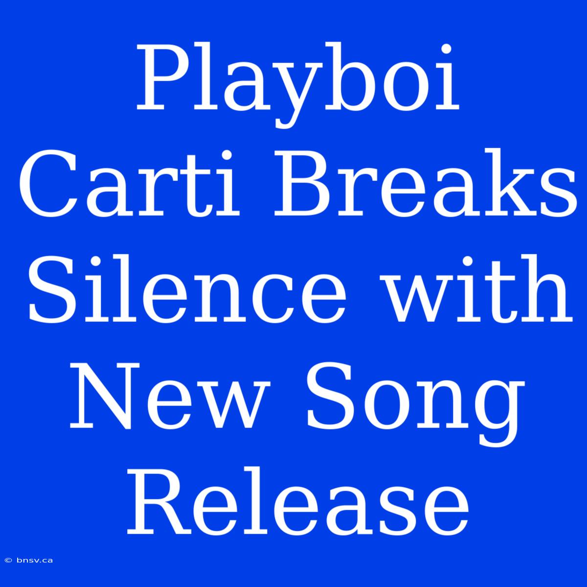 Playboi Carti Breaks Silence With New Song Release