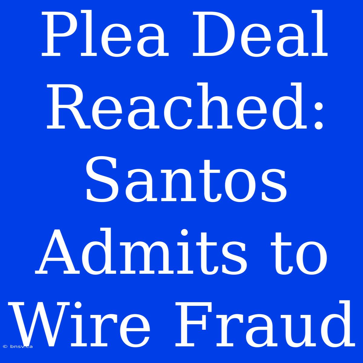 Plea Deal Reached: Santos Admits To Wire Fraud