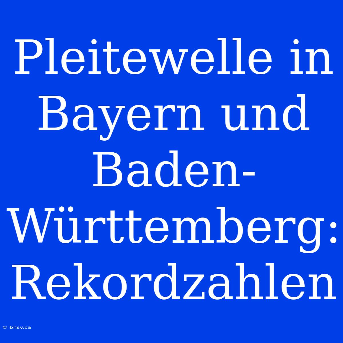 Pleitewelle In Bayern Und Baden-Württemberg: Rekordzahlen