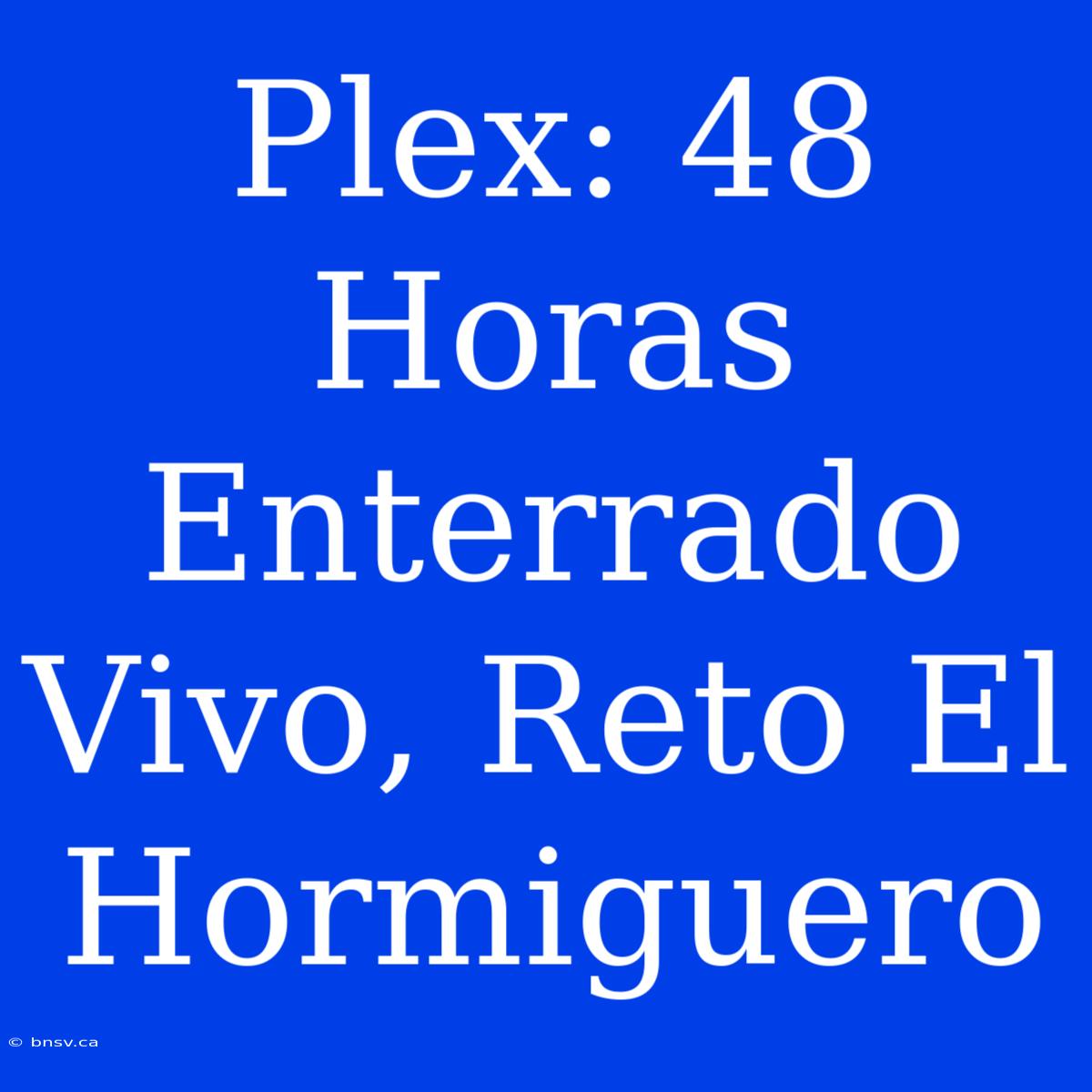 Plex: 48 Horas Enterrado Vivo, Reto El Hormiguero