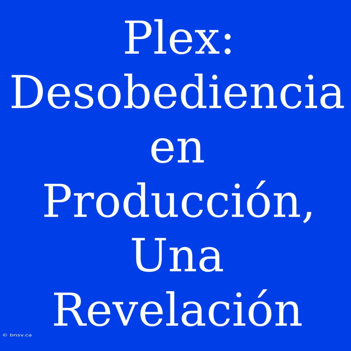 Plex: Desobediencia En Producción, Una Revelación