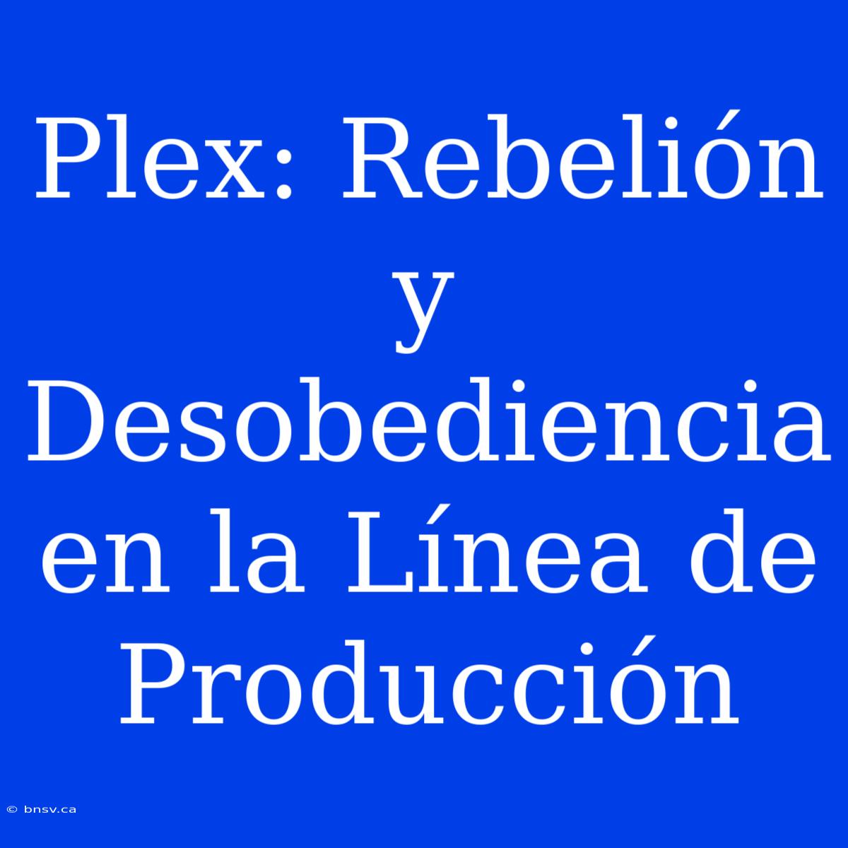 Plex: Rebelión Y Desobediencia En La Línea De Producción