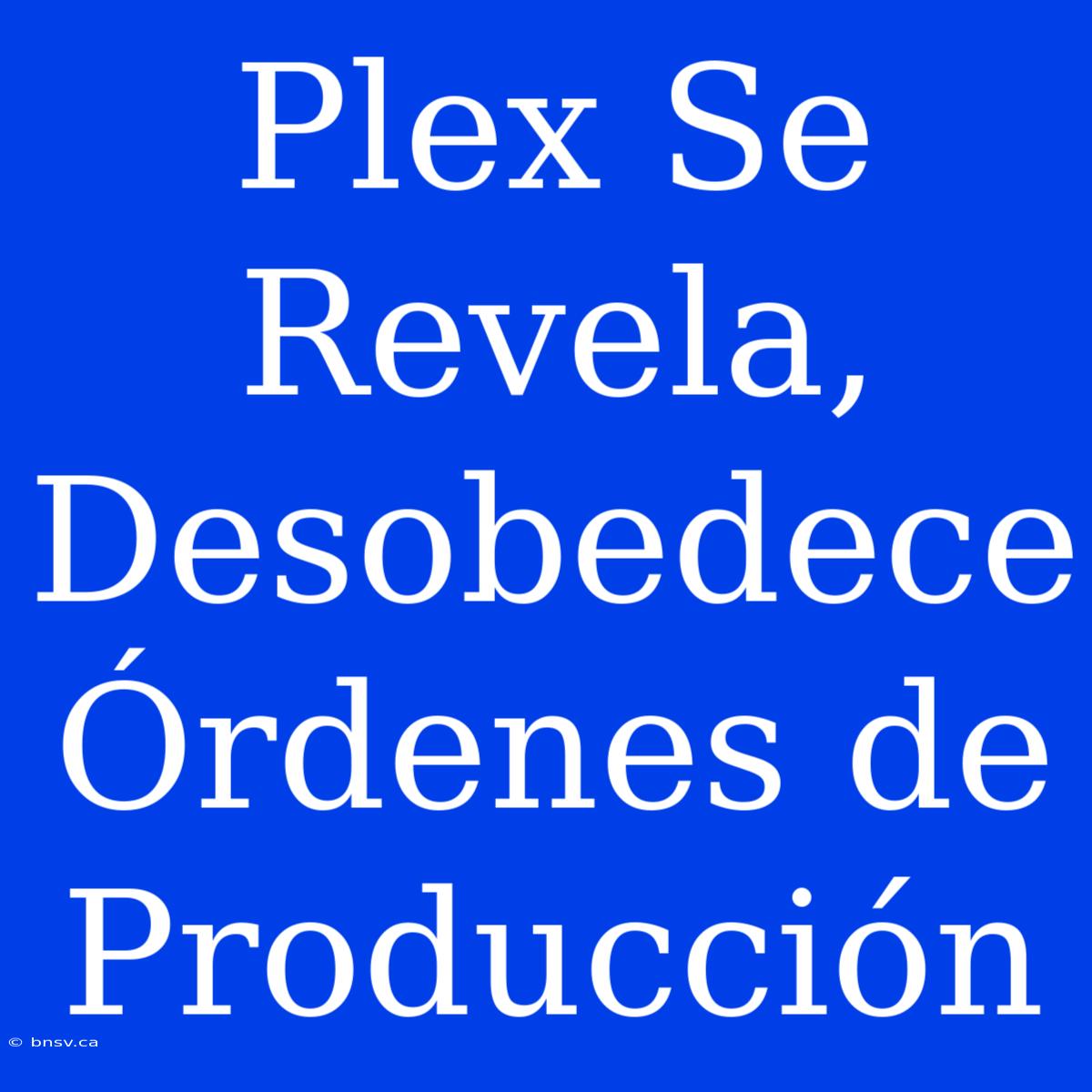 Plex Se Revela, Desobedece Órdenes De Producción