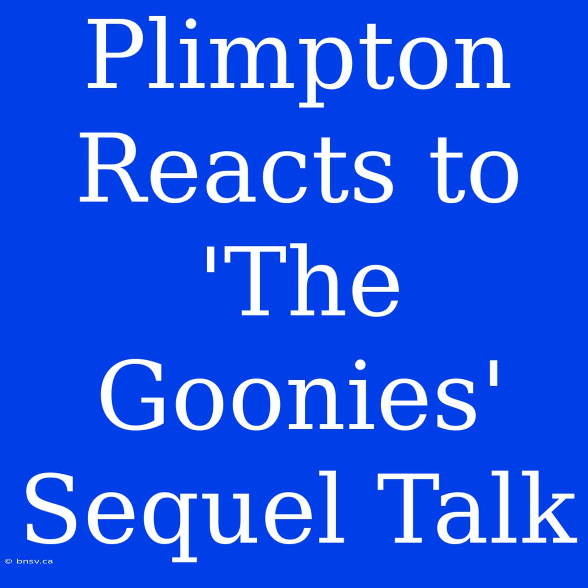 Plimpton Reacts To 'The Goonies' Sequel Talk