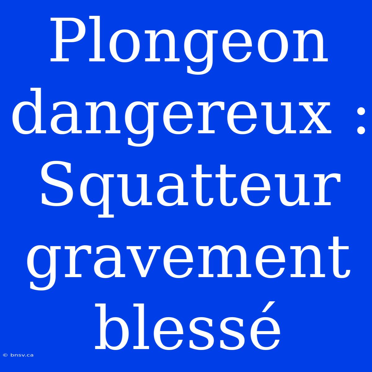 Plongeon Dangereux : Squatteur Gravement Blessé