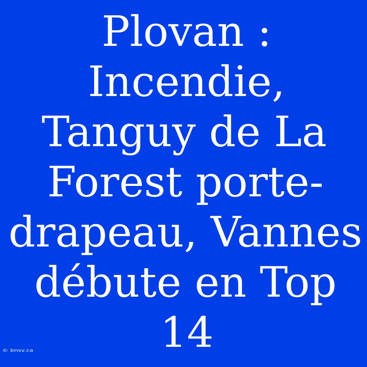 Plovan : Incendie, Tanguy De La Forest Porte-drapeau, Vannes Débute En Top 14