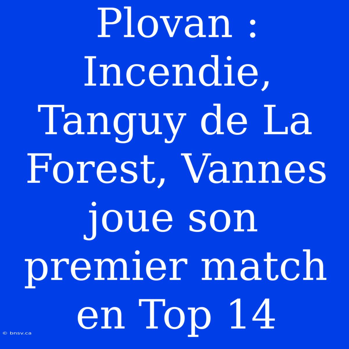 Plovan : Incendie, Tanguy De La Forest, Vannes Joue Son Premier Match En Top 14