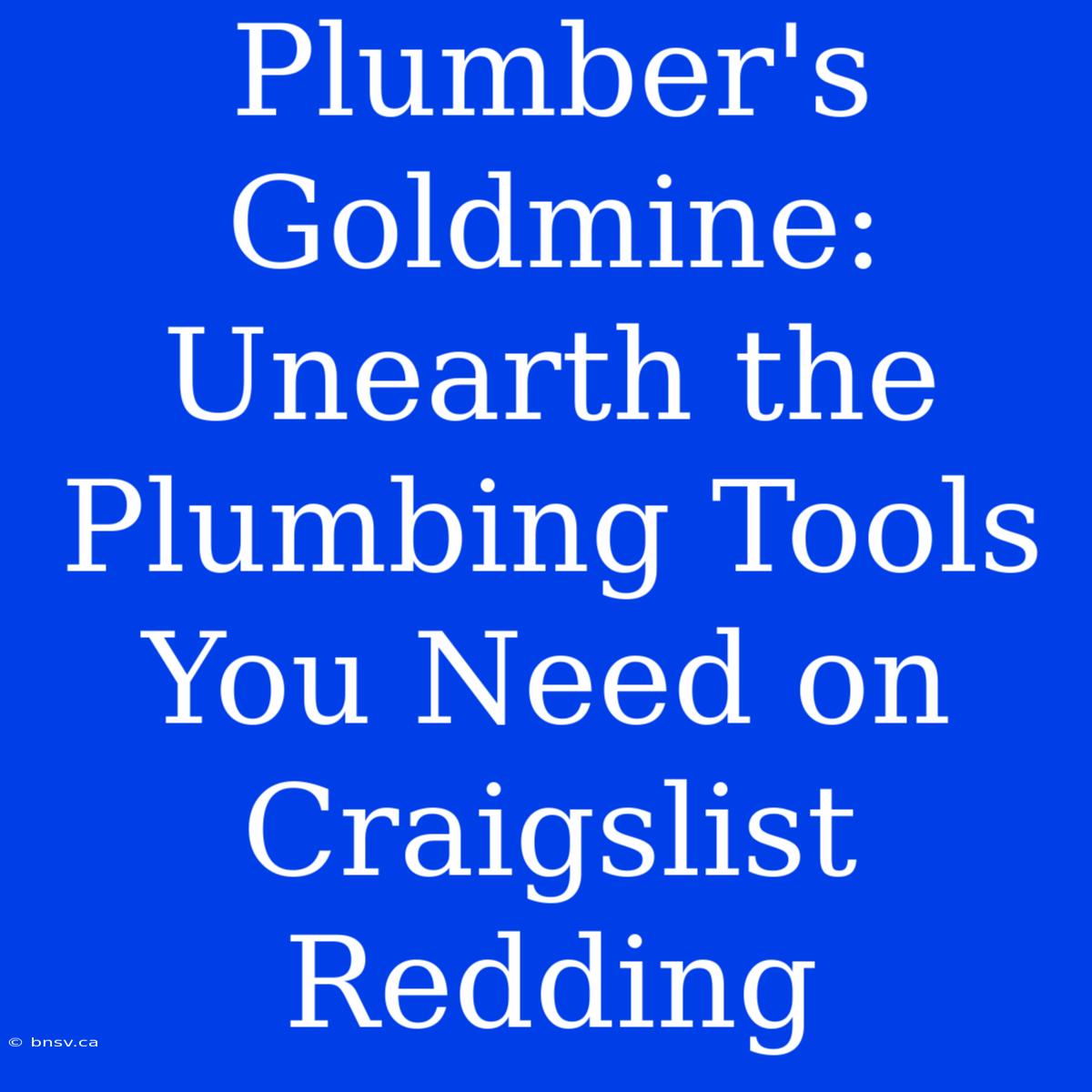 Plumber's Goldmine: Unearth The Plumbing Tools You Need On Craigslist Redding