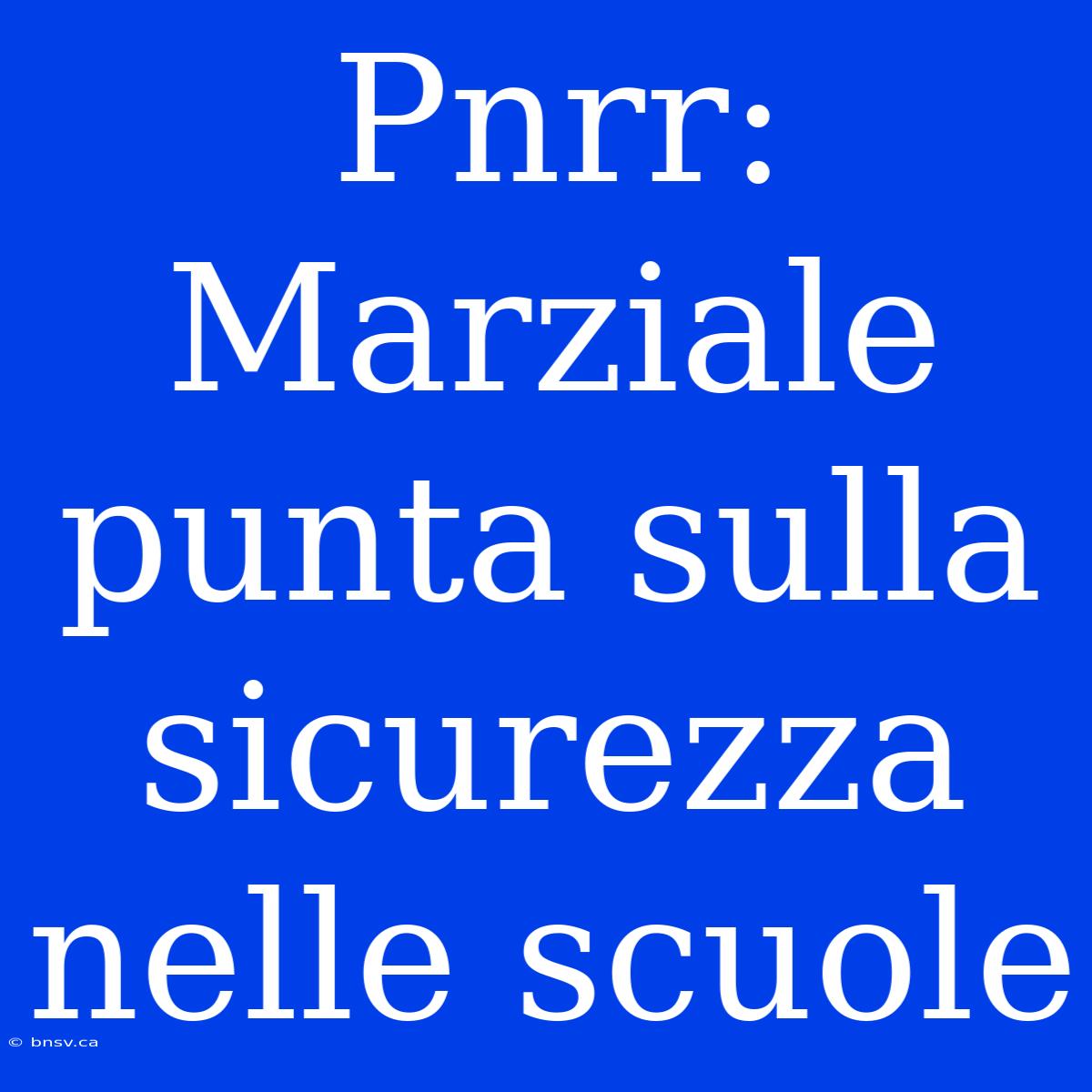 Pnrr: Marziale Punta Sulla Sicurezza Nelle Scuole