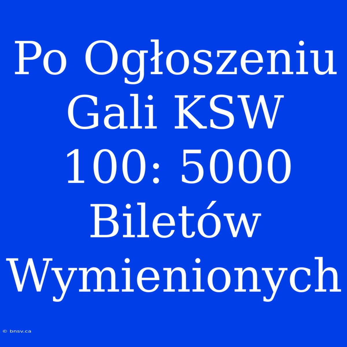 Po Ogłoszeniu Gali KSW 100: 5000 Biletów Wymienionych