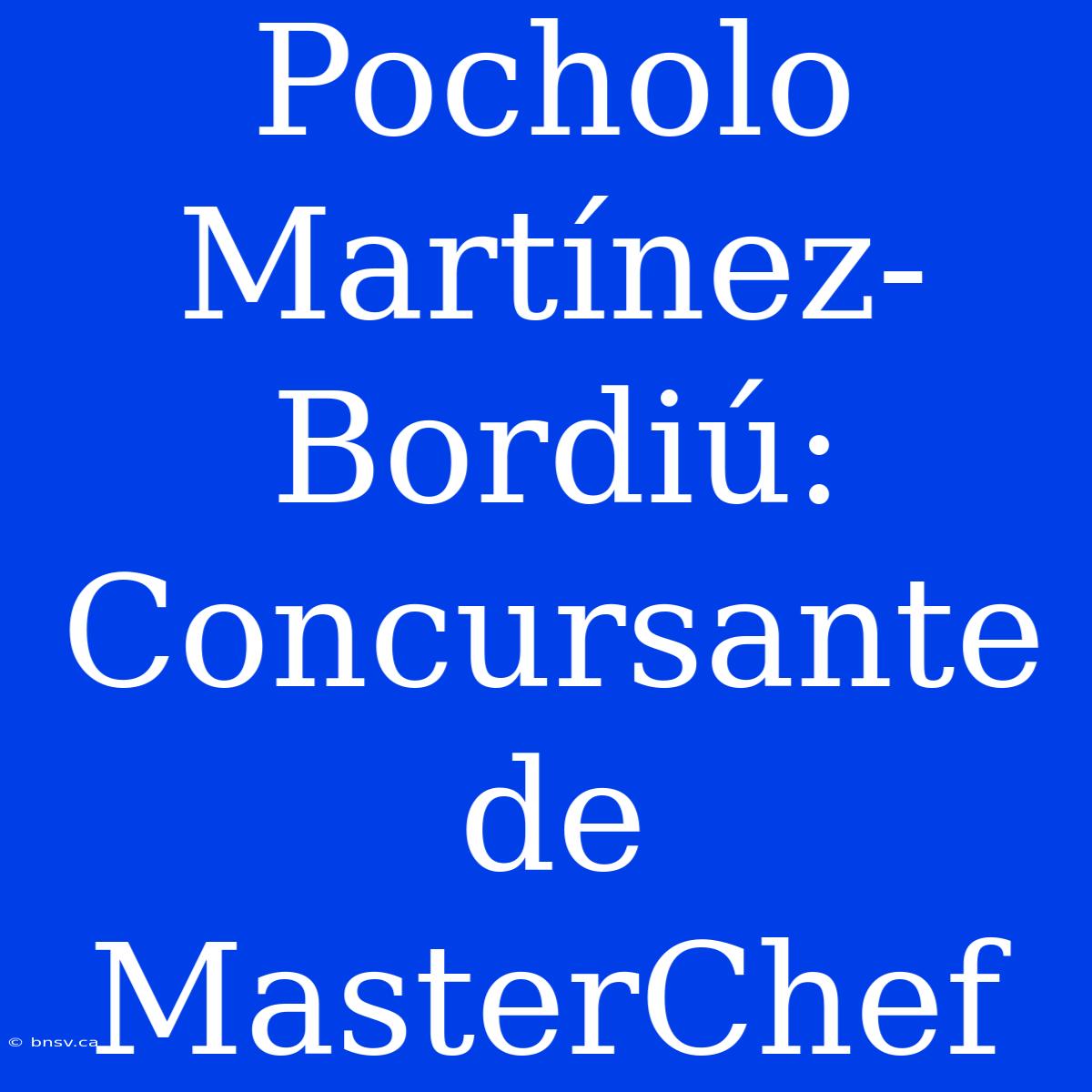 Pocholo Martínez-Bordiú: Concursante De MasterChef