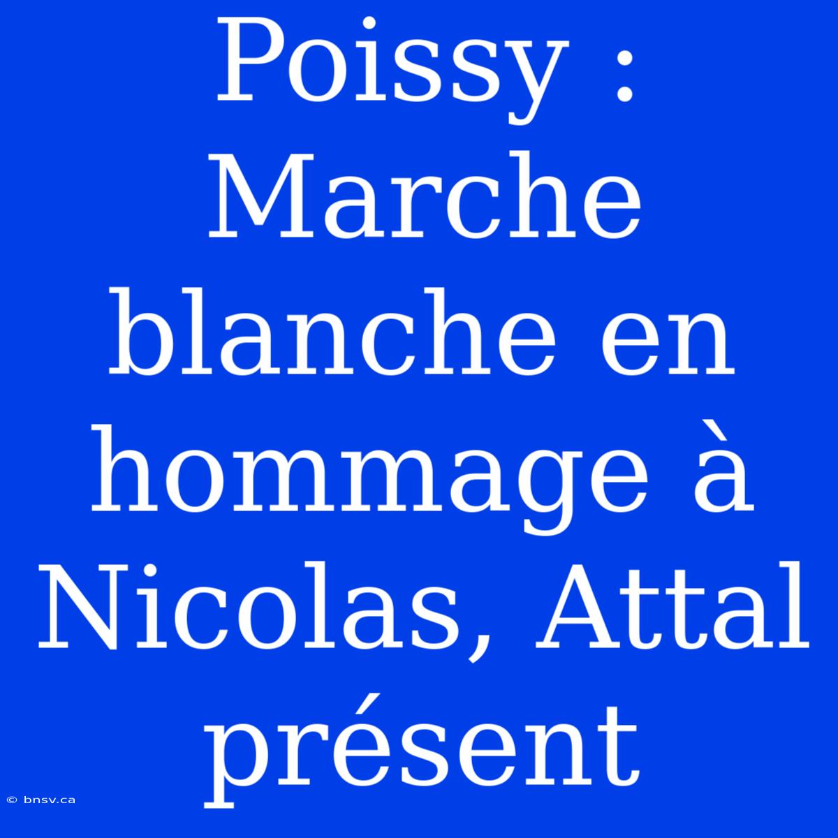 Poissy : Marche Blanche En Hommage À Nicolas, Attal Présent