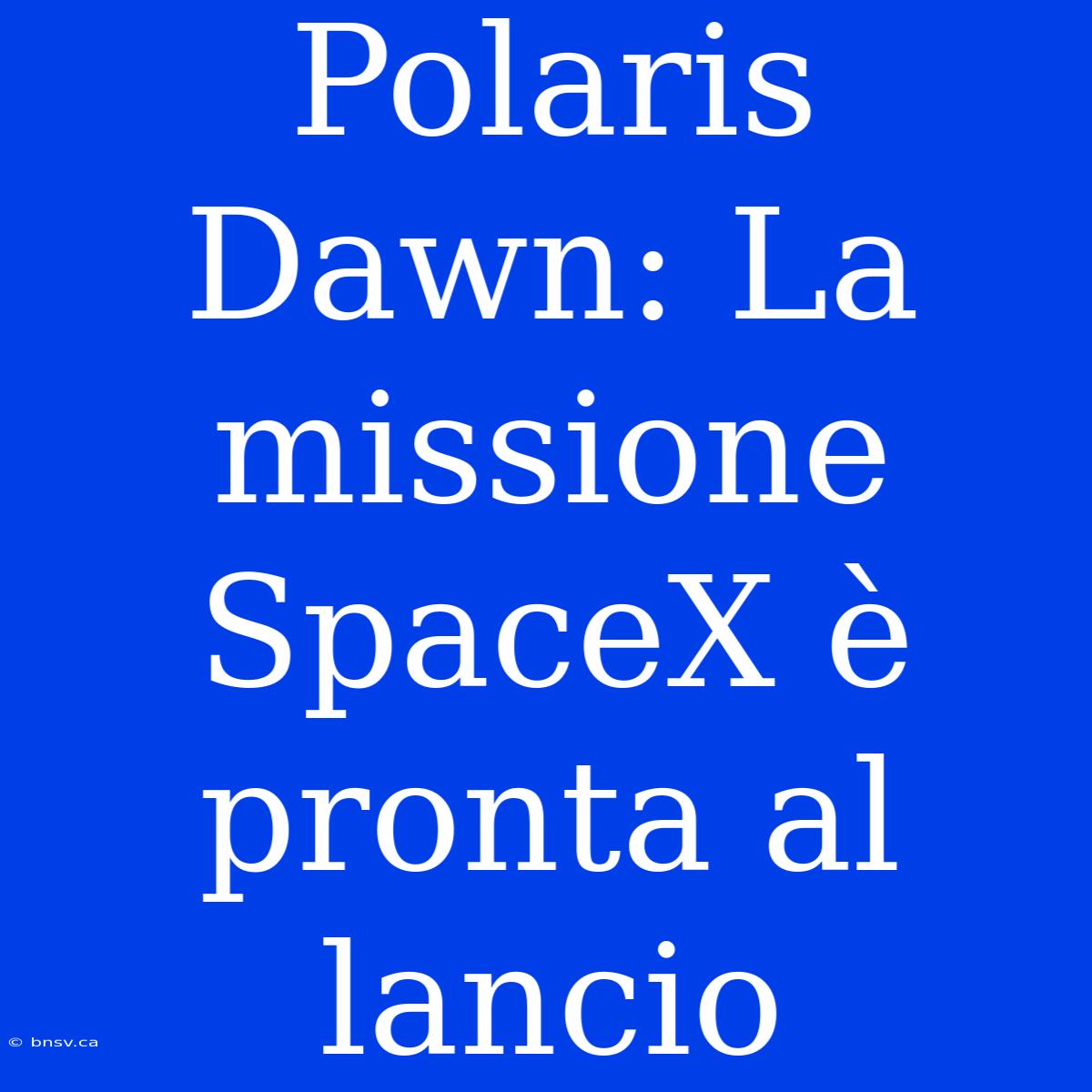 Polaris Dawn: La Missione SpaceX È Pronta Al Lancio