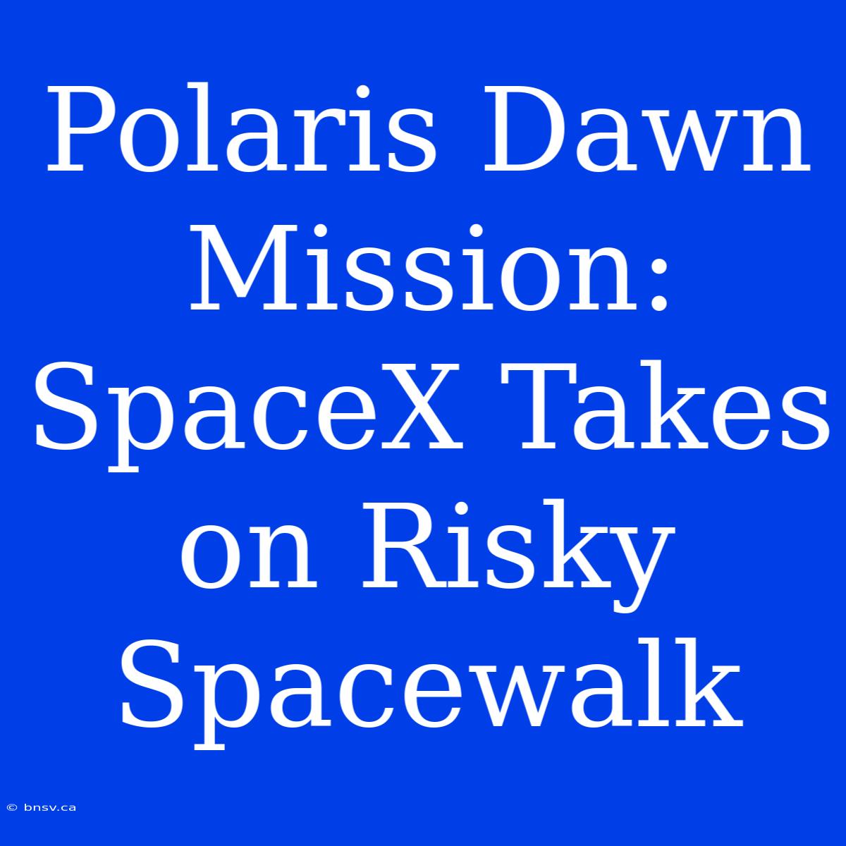 Polaris Dawn Mission: SpaceX Takes On Risky Spacewalk