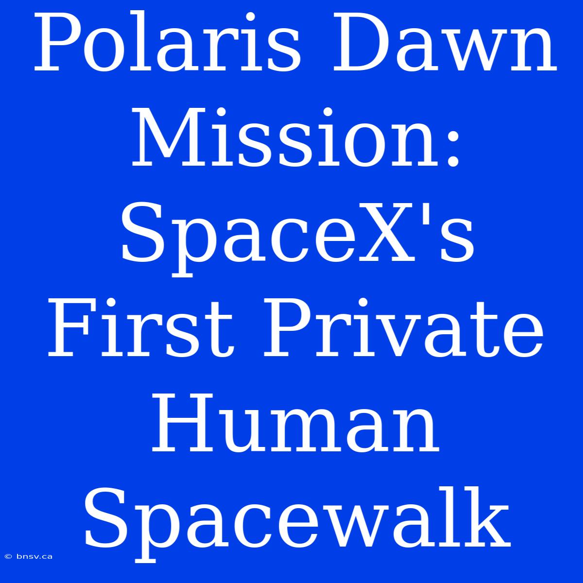 Polaris Dawn Mission: SpaceX's First Private Human Spacewalk